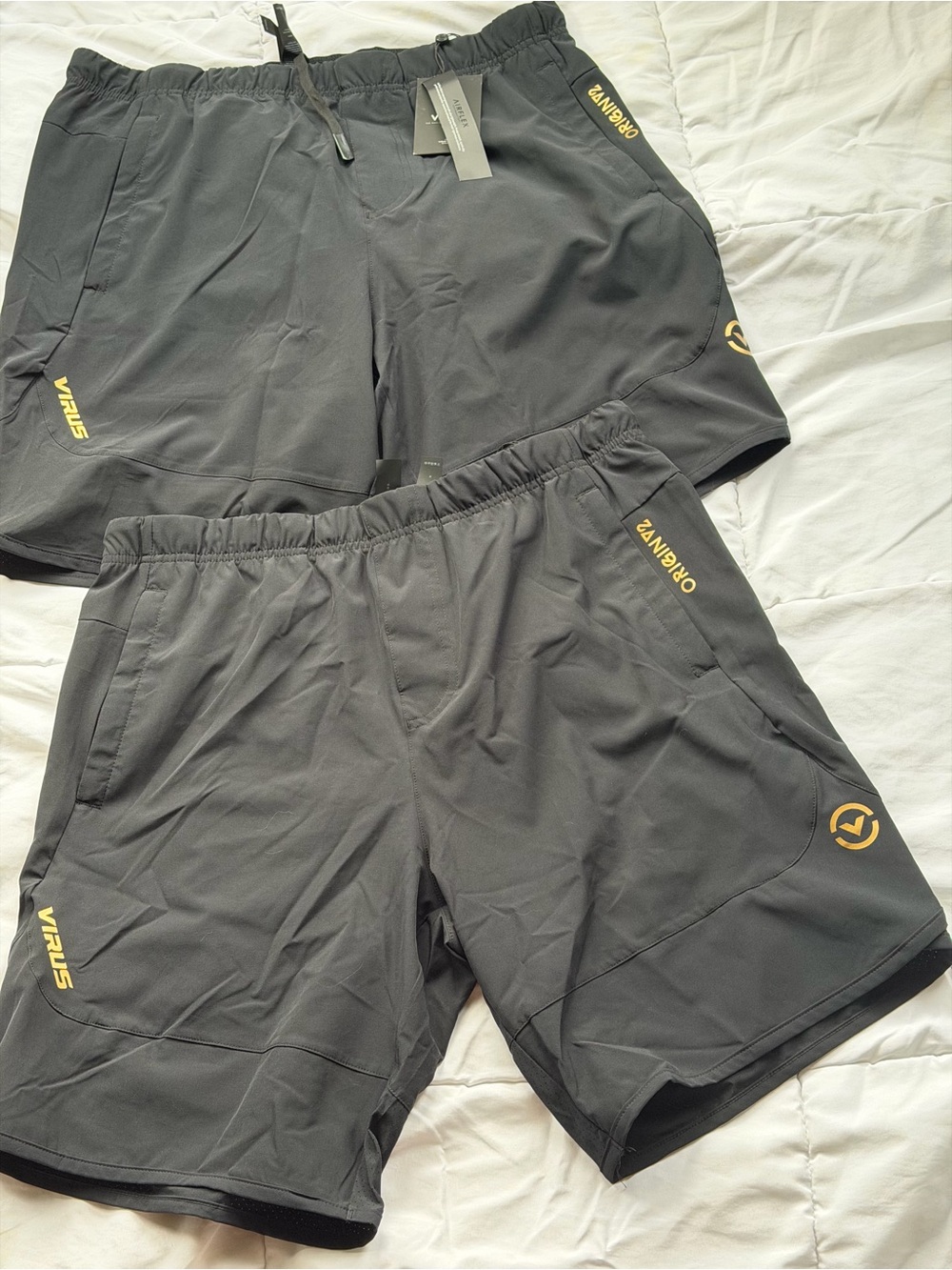 Virus Performance Men's Black active  Shorts with Yellow Accents